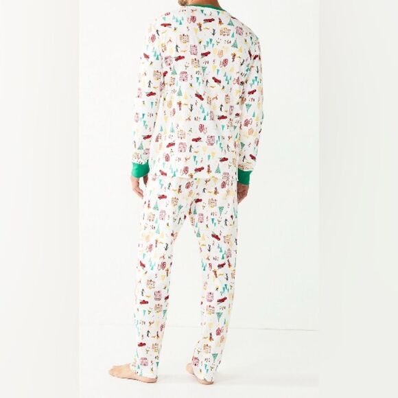 LC Lauren Conrad MEN NWT Holiday Village Pajama 2-Piece Set Size XL Christmas - Picture 2 of 4